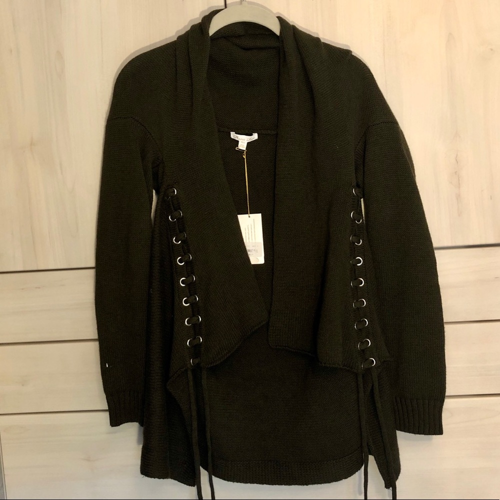 Minnie Rose Army Green Laced Sweater